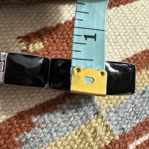 TAXCO Sterling Silver Onyx Cabochon Linked Toggle Bracelet - Picture 7 of 8